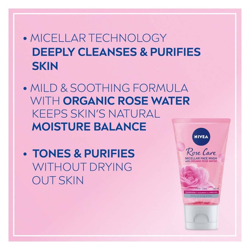 Nivea Rose Care Micellar Cleansing Face Wash For All Skin Types 150ml