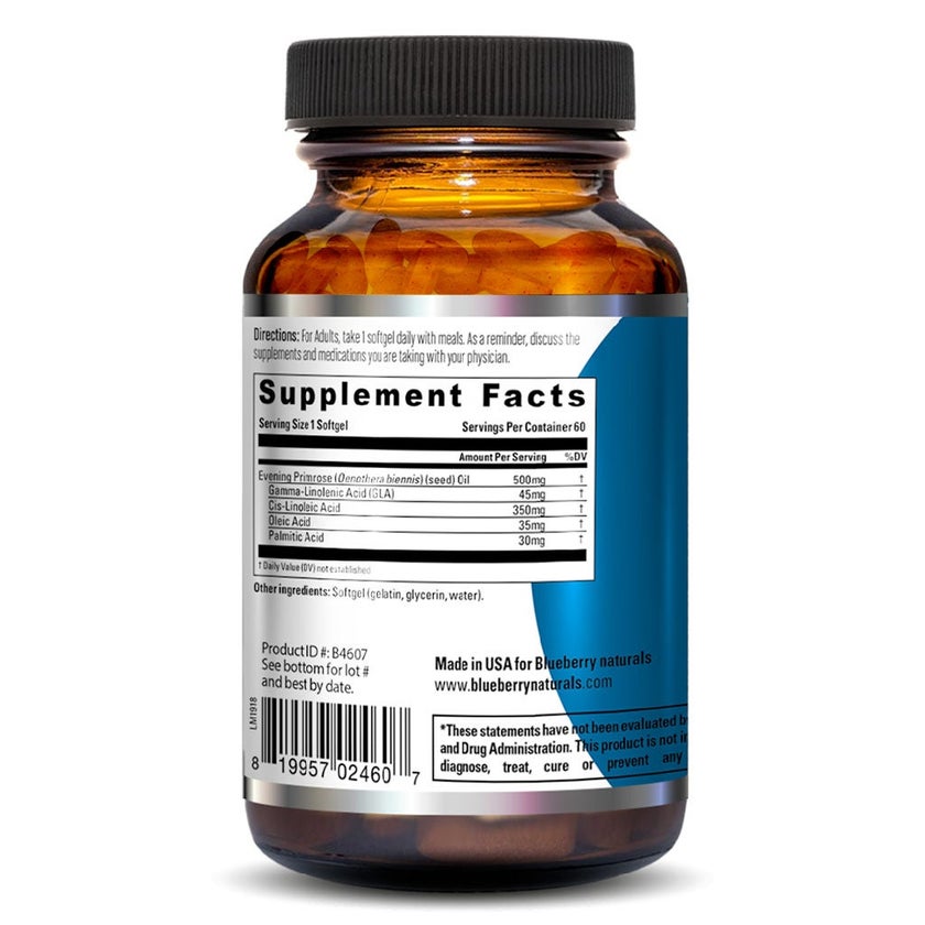 Blueberry Naturals Evening Primrose Oil 500mg Softgels, Pack of 60's