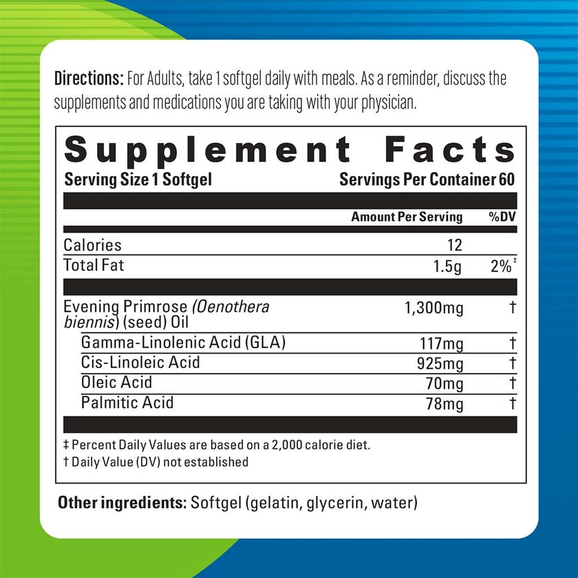 Blueberry Naturals Evening Primrose Oil 1300mg Softgels, Pack of 60's