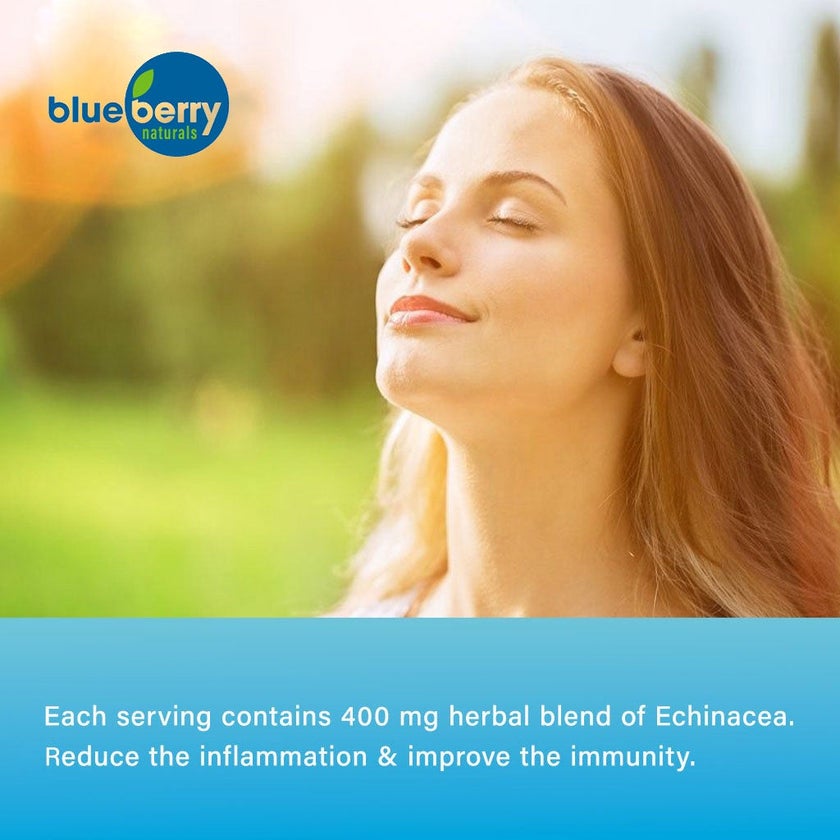 Blueberry Naturals Echinacea 400mg Capsules For Immune Support, Pack of 100’s