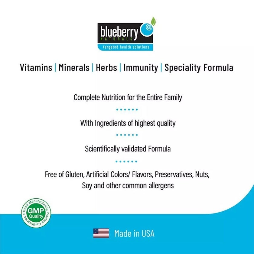 Blueberry Naturals Rainbow Adult Multivitamins & Minerals Supplement Tablets, Pack of 60's