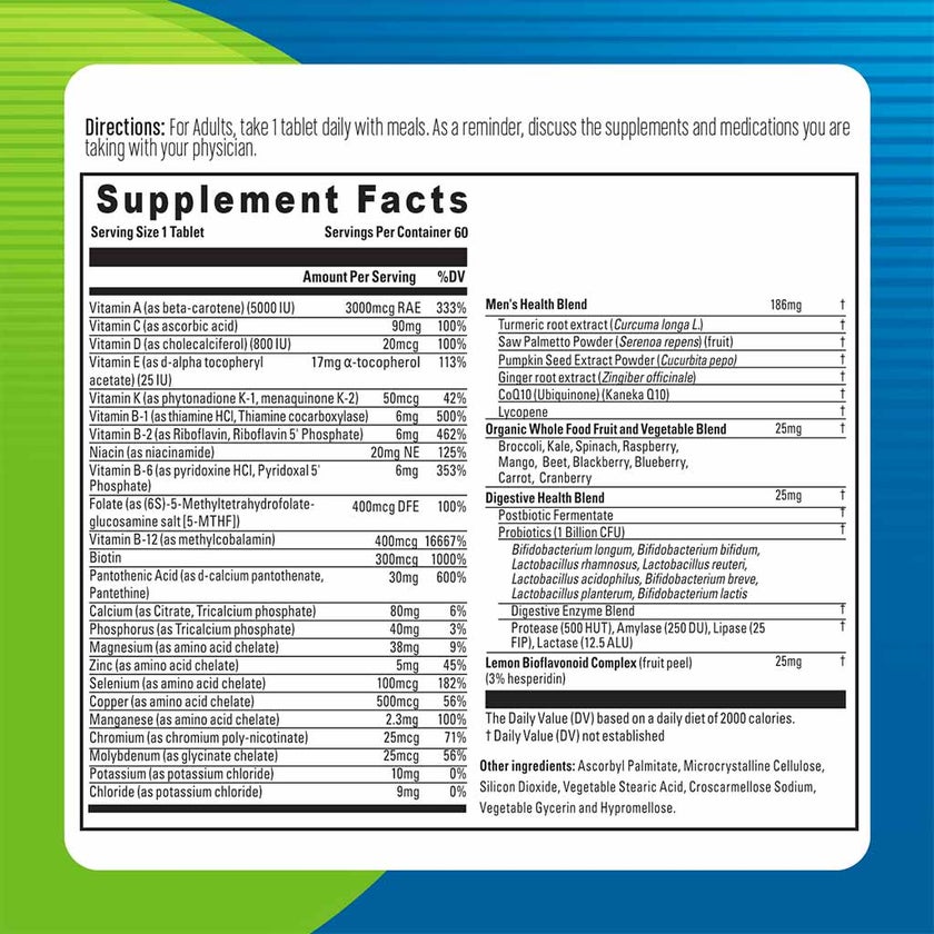 Blueberry Naturals One Daily Men Tablets, Pack of 60's