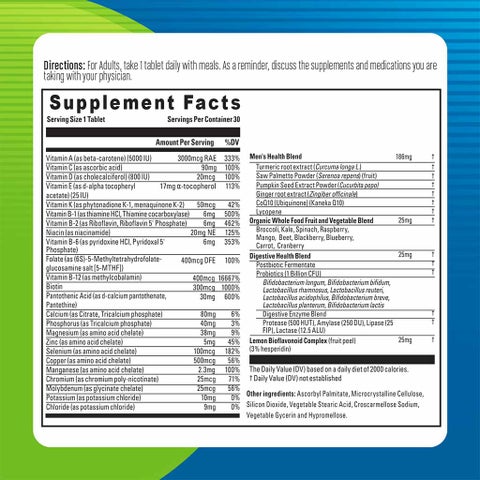 Blueberry Naturals One Daily Men's Multivitamins & Minerals Tablets, Pack of 30's