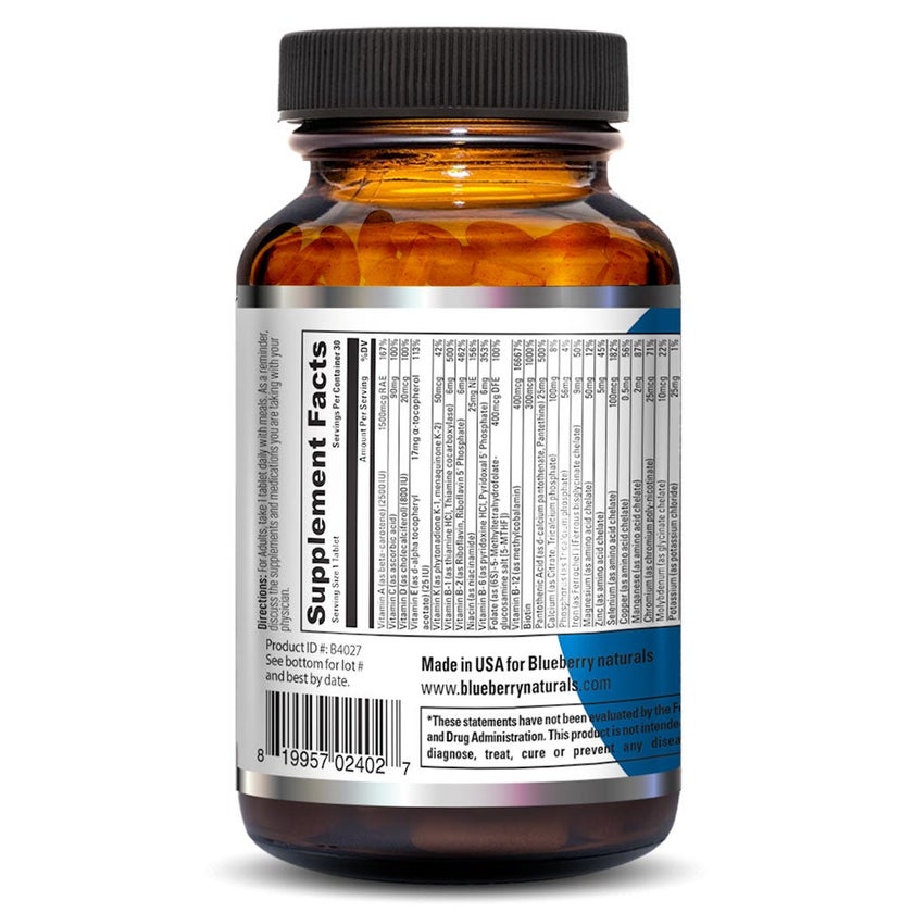 Blueberry Naturals One Daily Women's Multivitamins & Minerals Tablets, Pack of 30's