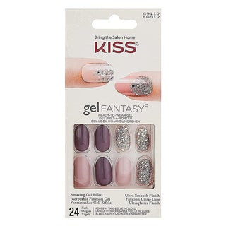Kiss Gel Fantasy No Pressure Ready To Wear Nails With Glue And Adhesive Tabs, KGN17C, Pack of 24's