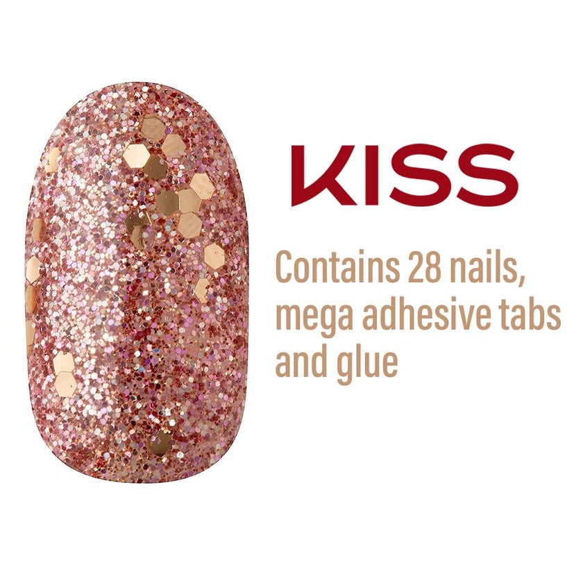Kiss Gel Fantasy No Pressure Ready To Wear Nails With Glue And Adhesive Tabs, KGN17C, Pack of 24's