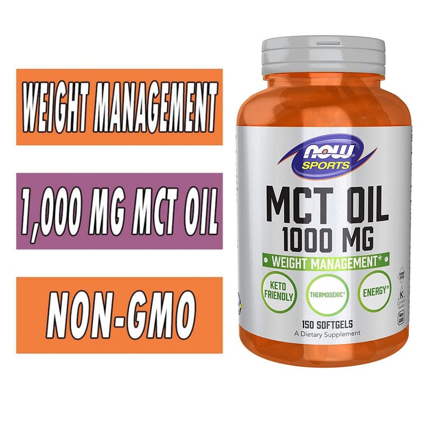Now Sports MCT Oil 1000mg Softgel For Weight Management, Pack of 150's