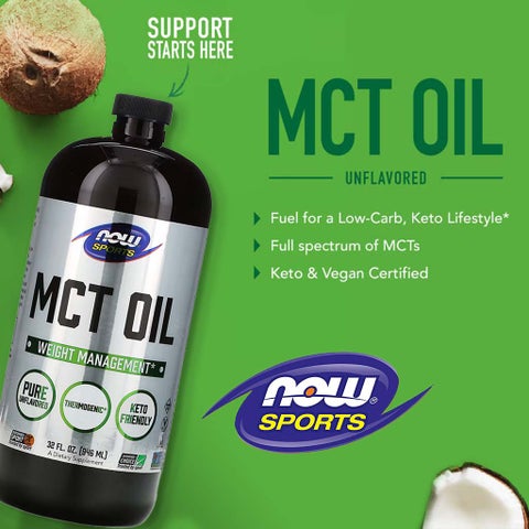 ناو سبورتس زيت MCT الرياضي بدون نكهة للتحكم في الوزن ، 946 مل
