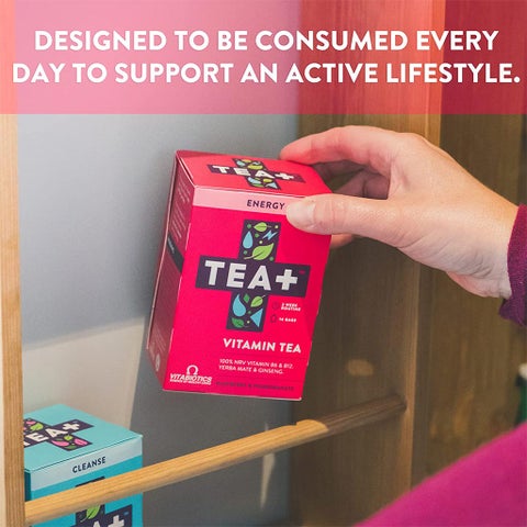 Vitabiotics Tea+ Energy Vitamin Tea Bags For Energy Support, Pack of 14's