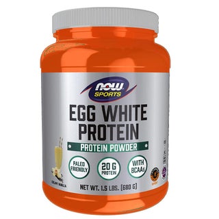 Now Sports Eggwhite Protein Powder With BCAAs, Creamy Vanilla, For Muscle Growth & Recovery 1.5lbs