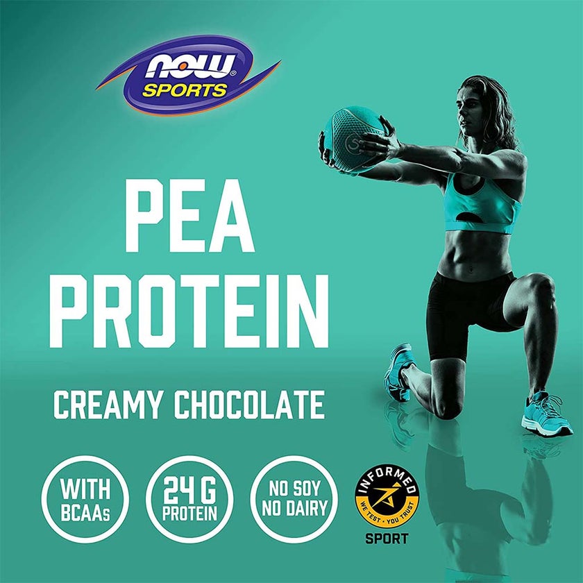 Now Sports Pea Protein Powder With BCAAs, Chocolate For Muscle Growth & Recovery 2lbs