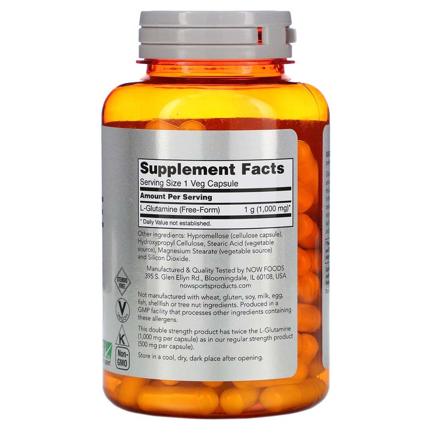 Now Sports L-Glutamine Double Strength 1000mg Veg Capsule, Pack of 120's