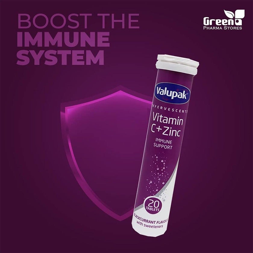 Valupak Vitamin C + Zinc Effervescent Tablets, Pack of 20's