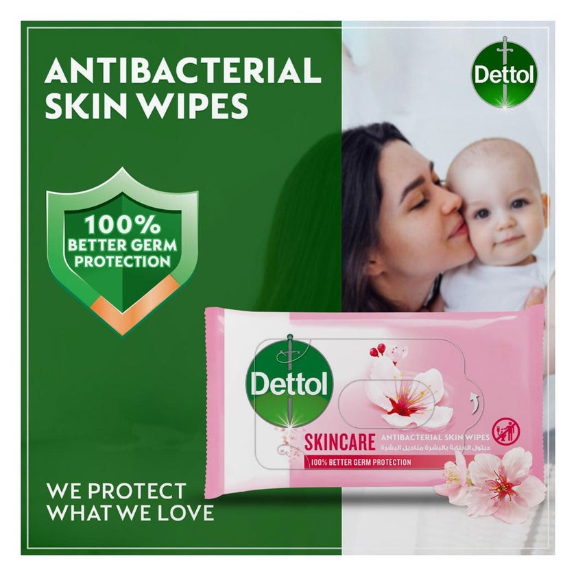 Dettol Skincare Anti-Bacterial Wipes, Pack of 10's