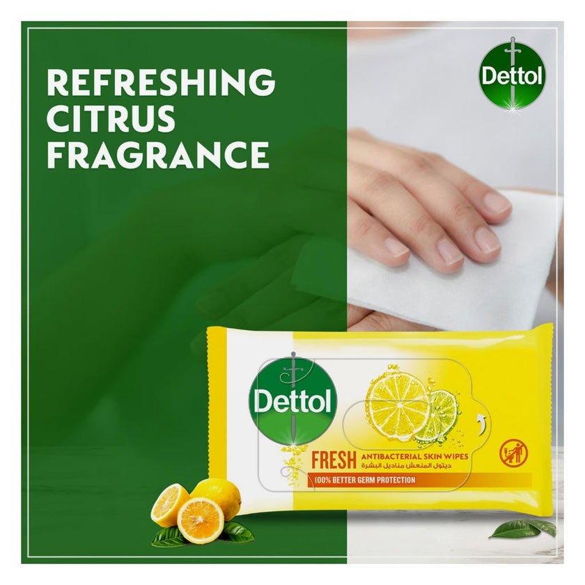Dettol Fresh Anti-Bacterial Skin Wipes, Pack of 10's
