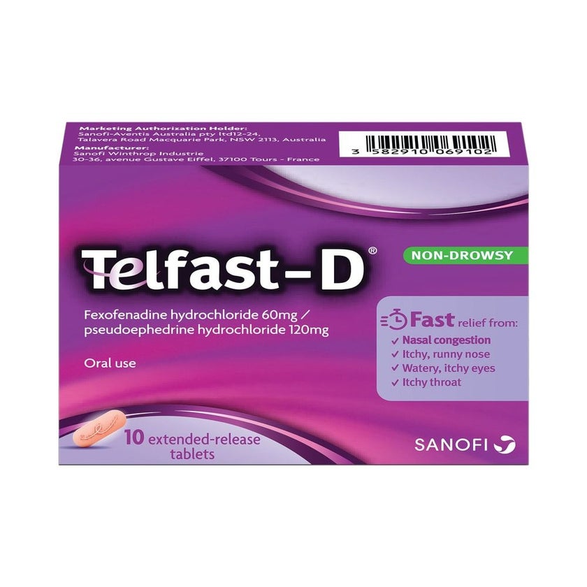 Telfast D 60mg/120mg Extended Release Tablets, Pack of 10's