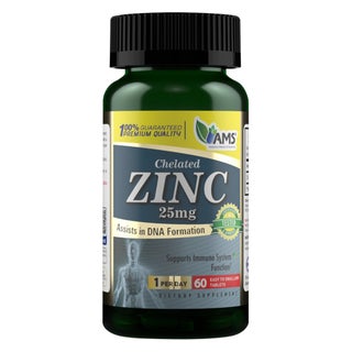 AMS Chelated Zinc 25mg Tablets, Immunity Support - 60 Tablets