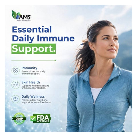AMS Chelated Zinc 25mg Tablets, Immunity Support - 60 Tablets