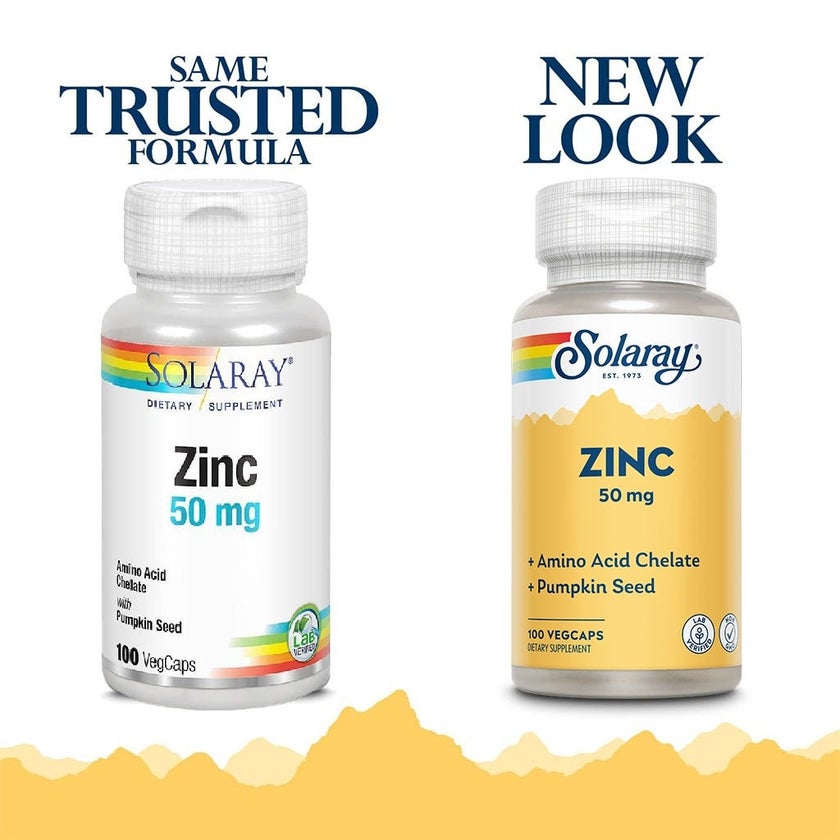 Solaray Zinc 50mg Veg Capsules, Pack of 100's