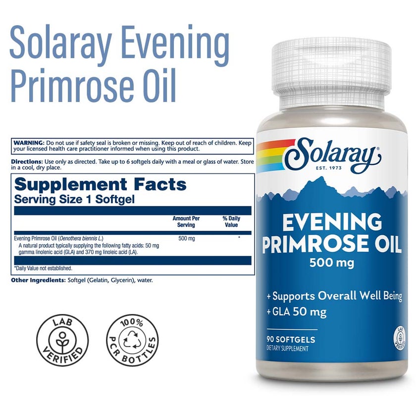 Solaray Evening Primrose Oil 500mg Softgels, Pack of 90's