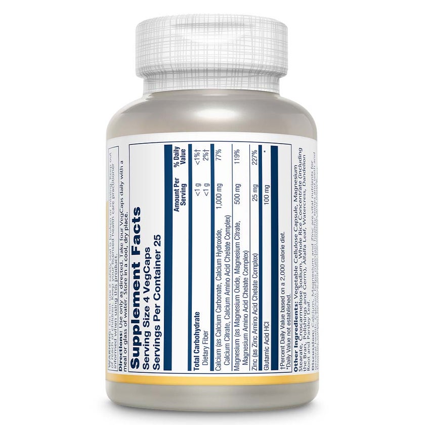 Solaray Calcium Magnesium Zinc Veg Capsules, Pack of 100's