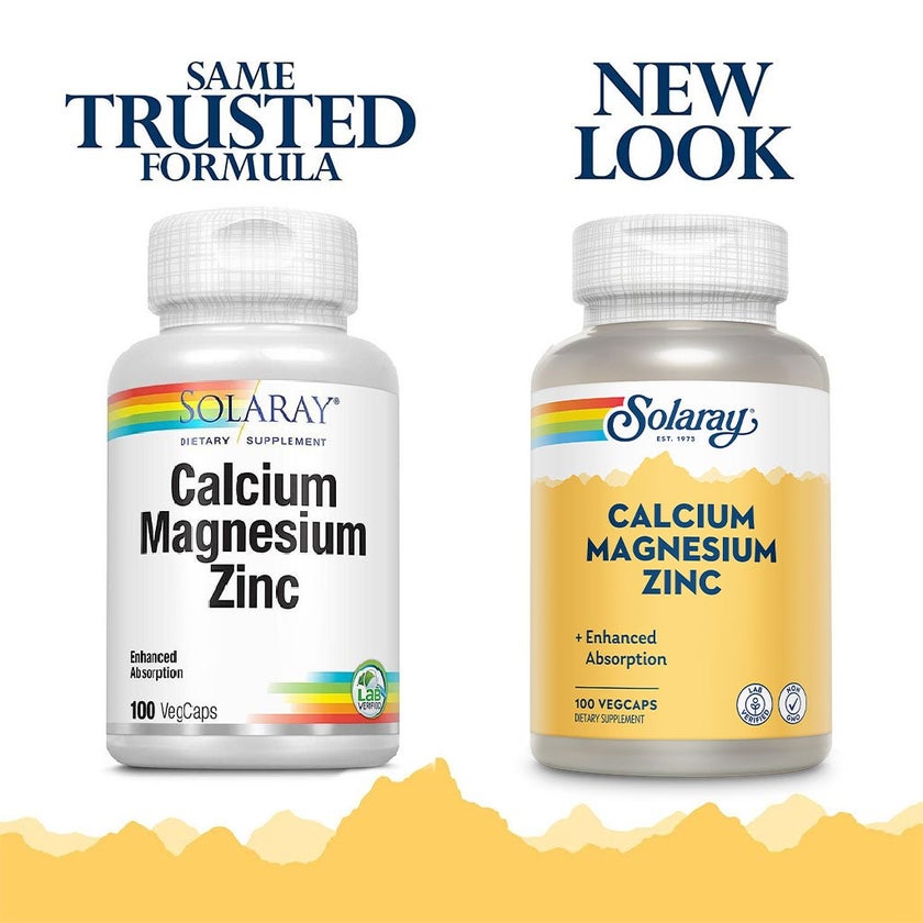 Solaray Calcium Magnesium Zinc Veg Capsules, Pack of 100's
