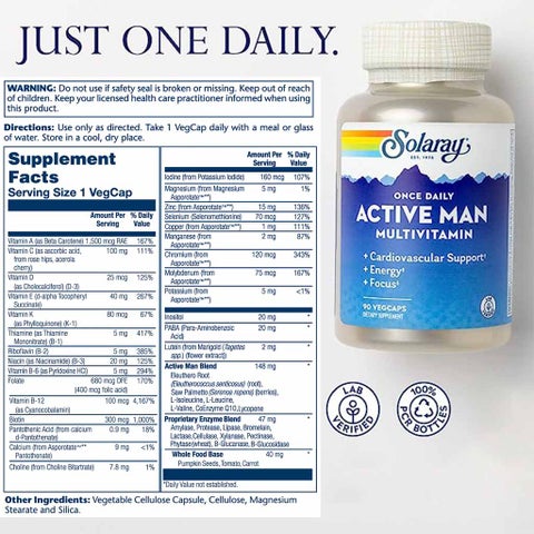 Solaray Once Daily Active Man Multivitamin - 90 Capsules