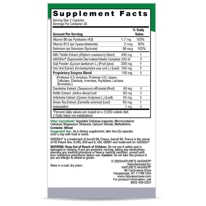 Nature's Answer Liver & Kidney Cleanse Max Vegetarian Capsules, Pack of 60's