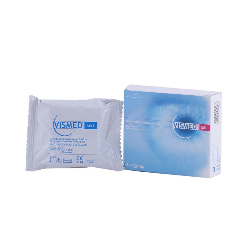 Vismed Gel 0.3% Lubricating Eye Drops Monodose 0.45ml, Pack of 20's