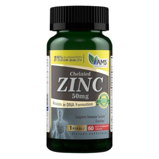 AMS Chelated Zinc 50mg Tablets, Immunity Support - 60 Tablets