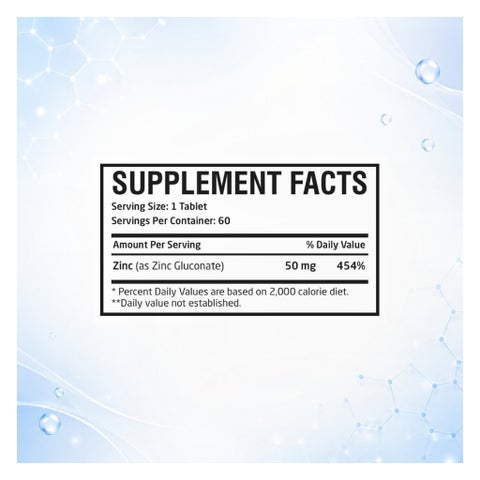 AMS Chelated Zinc 50mg Tablets, Immunity Support - 2 x 60 Tablets