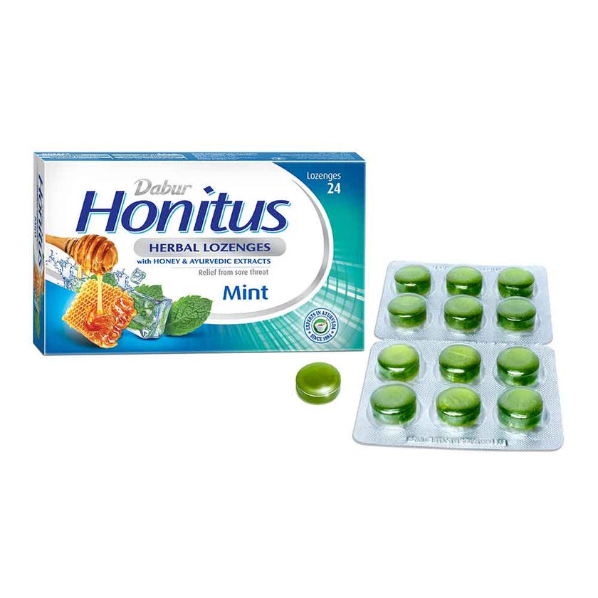 Dabur Honitus Herbal Lozenges Mint, Pack of 24's