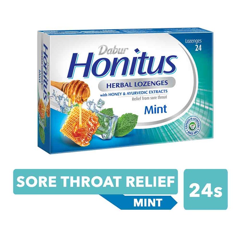 Dabur Honitus Herbal Lozenges Mint, Pack of 24's