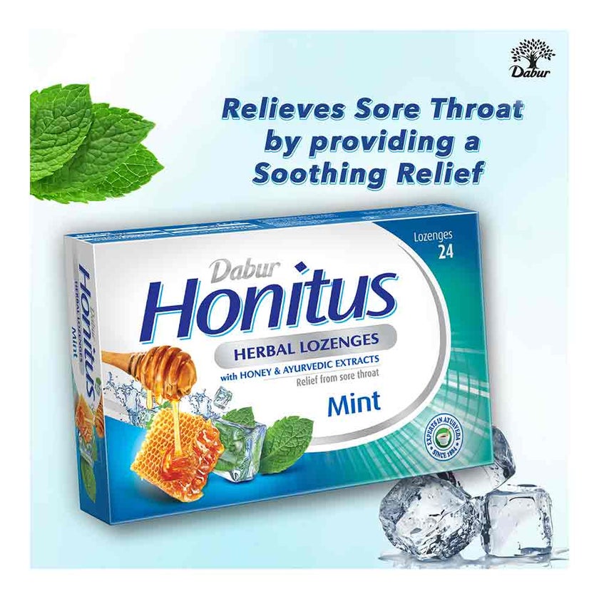Dabur Honitus Herbal Lozenges Mint, Pack of 24's