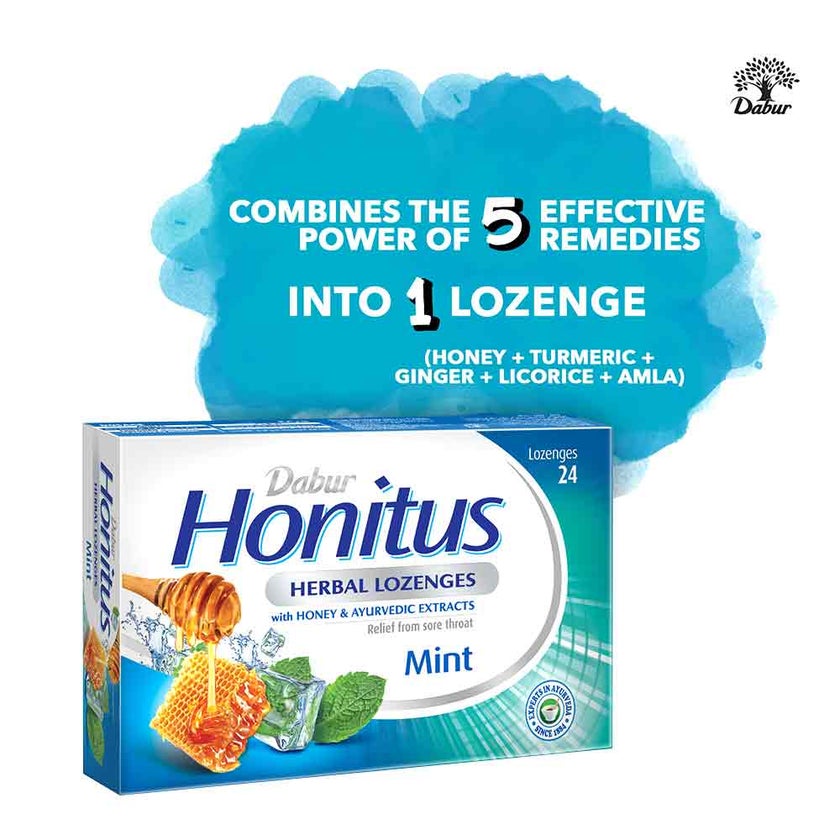Dabur Honitus Herbal Lozenges Mint, Pack of 24's