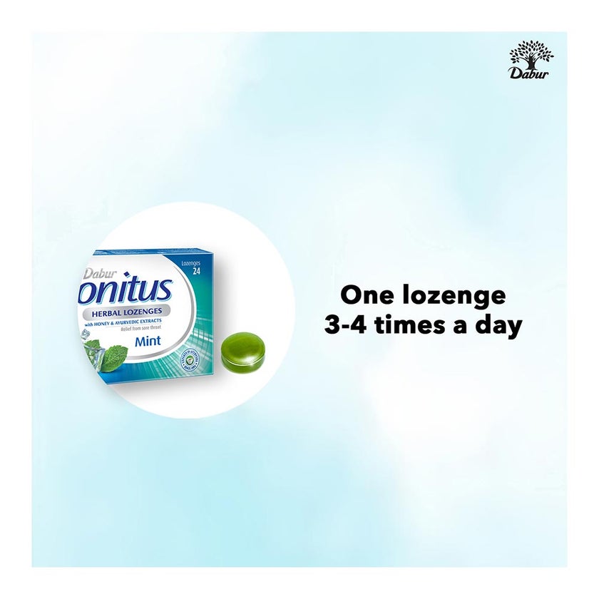 Dabur Honitus Herbal Lozenges Mint, Pack of 24's
