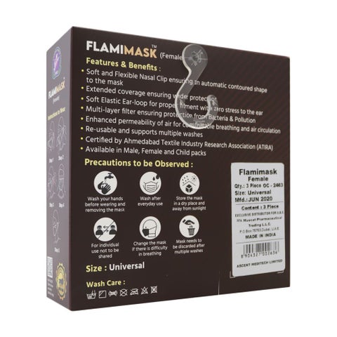 Flamingo FlamiMask Reusable & Washable Face Mask Female, Pack of 3's