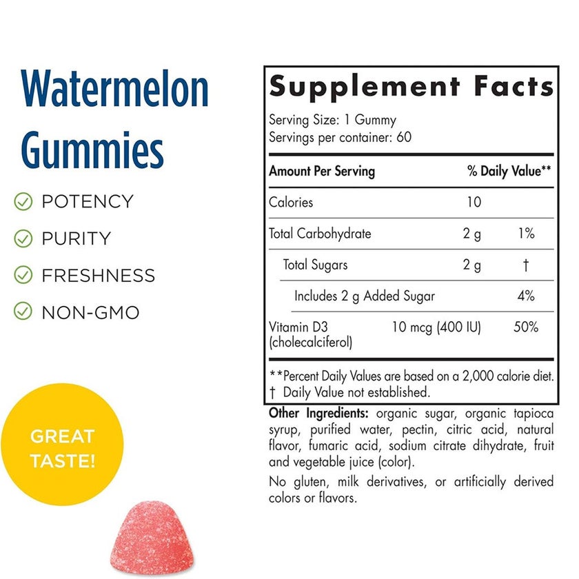 Nordic Naturals Kids Vitamin D3 400IU Gummies, Pack of 60's