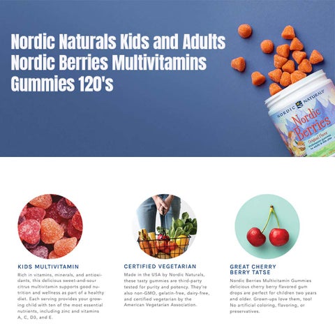 Nordic Naturals Kids & Adults Berries Multivitamins Gummies - 120 Gummies
