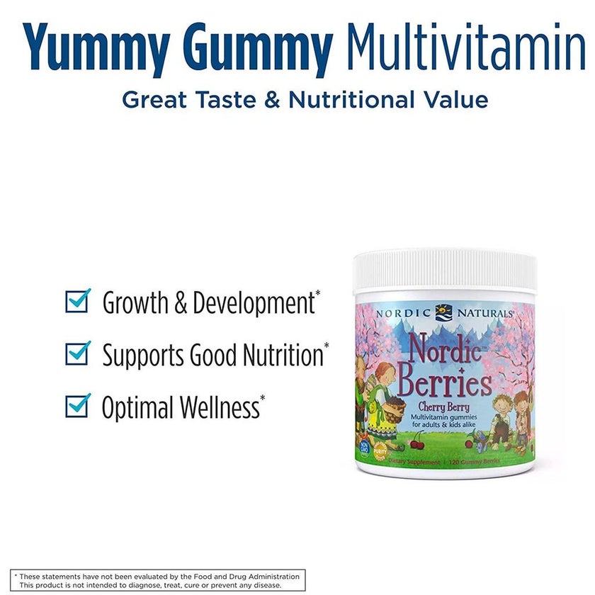 Nordic Naturals Kids and Adults Nordic Berries Multivitamins Gummies, Pack of 120's