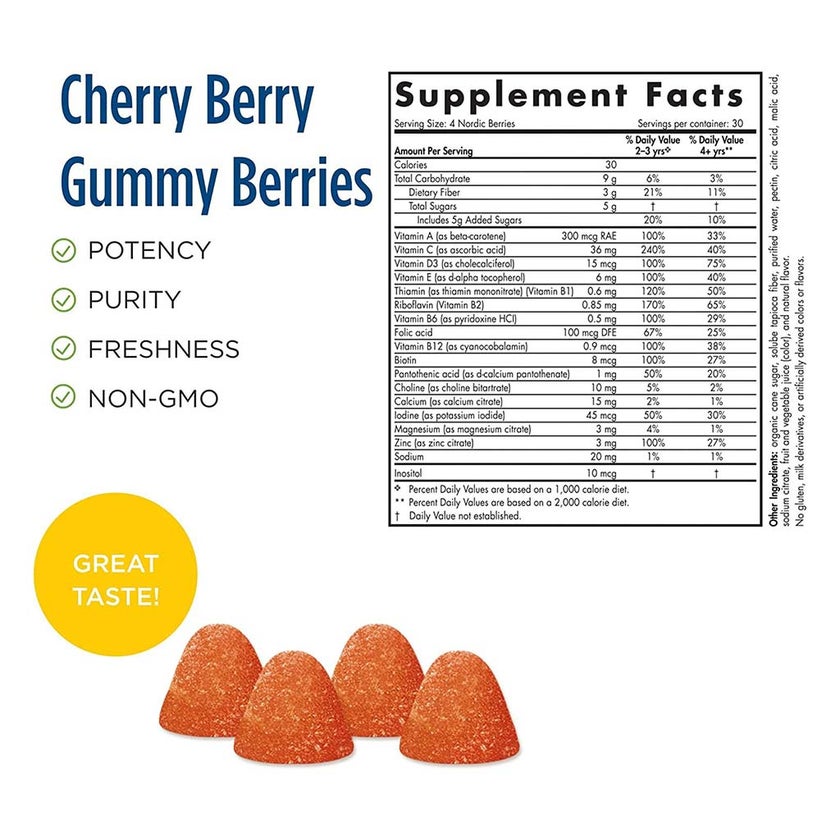 Nordic Naturals Kids and Adults Nordic Berries Multivitamins Gummies, Pack of 120's