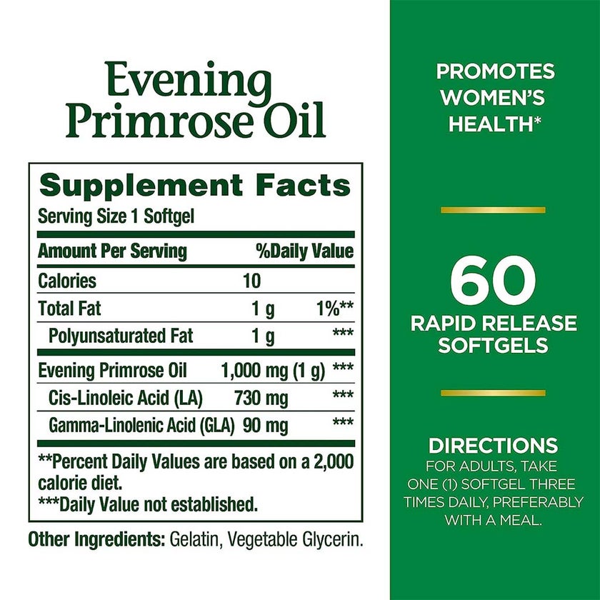 Nature's Bounty Evening Primrose Oil 1000mg Softgels, Pack of 60's