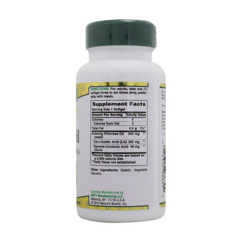 Nature's Bounty Evening Primrose Oil 500mg Softgels, Pack of 100's