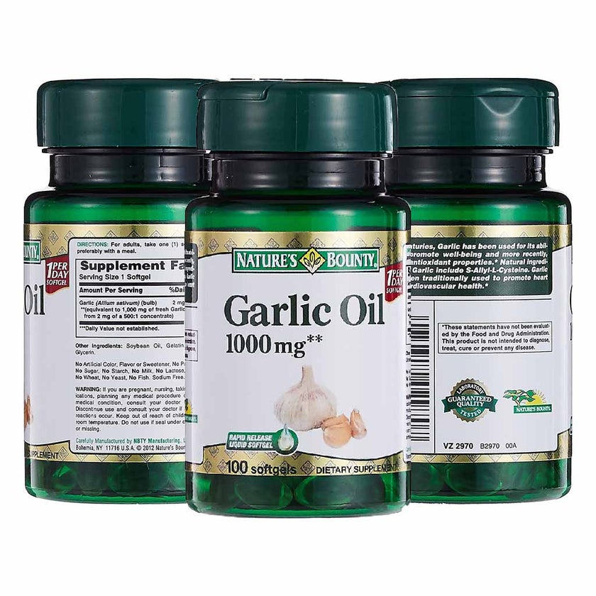 Nature's Bounty Garlic Oil 1000mg Softgels, Pack of 100's