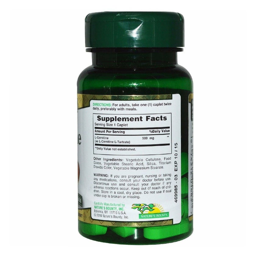 Nature's Bounty L-Carnitine 500mg Caplets, Pack of 30's