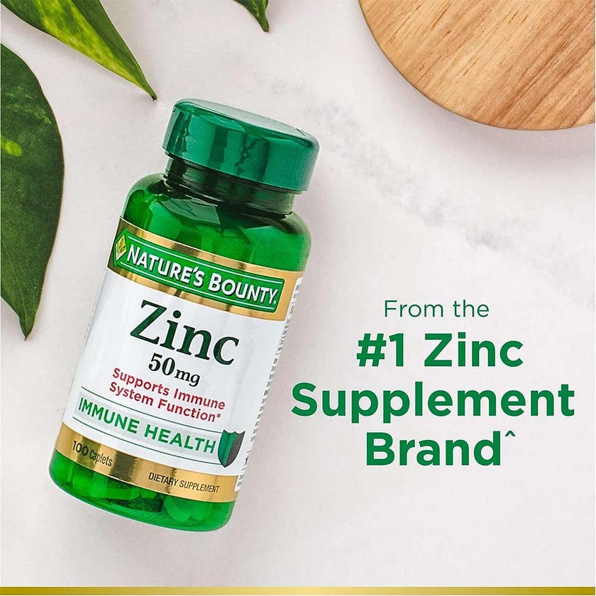 Nature's Bounty Zinc 50mg Caplets, Pack of 100's