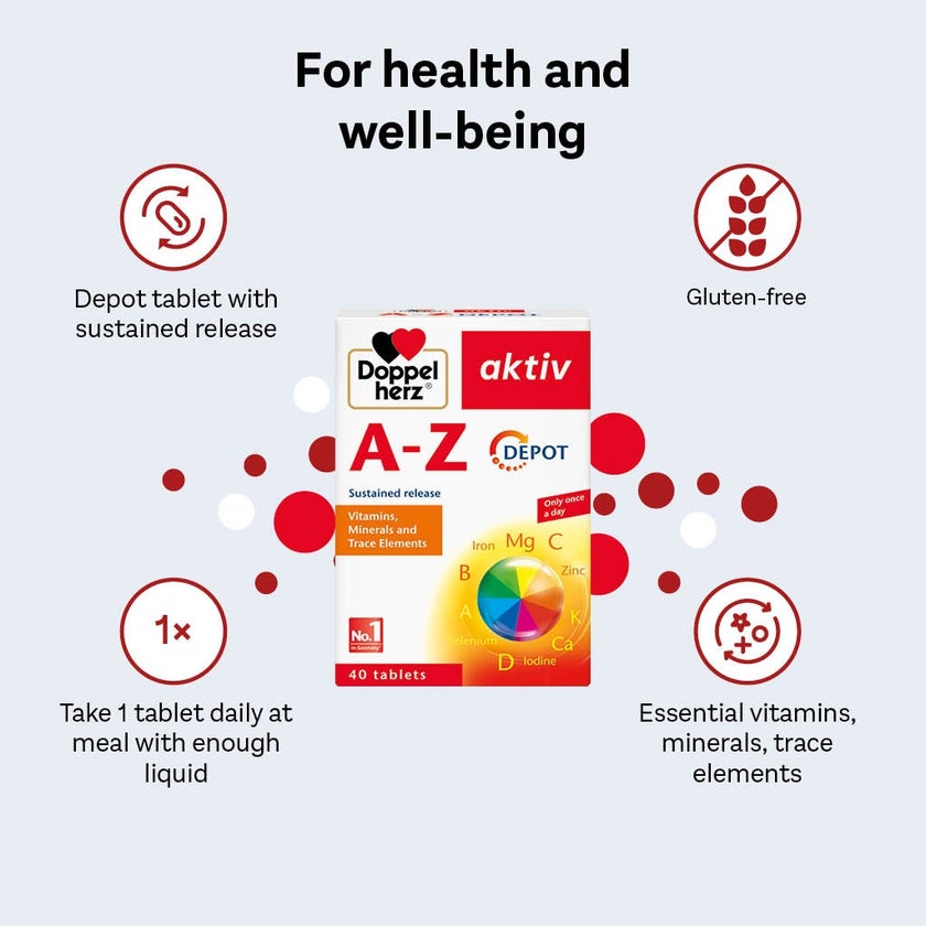 Doppelherz aktiv A-Z Adult Multivitamins & Minerals Depot Supplement Tablets, Pack of 40's