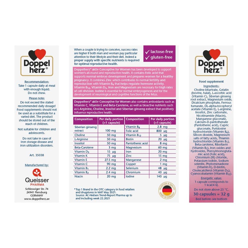 Doppelherz aktiv Conceptive Capsules For Women's Fertility & Reproductive Health, Pack of 30's