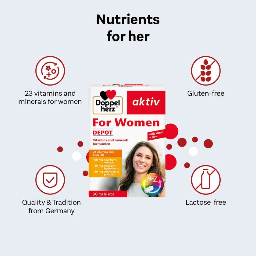 Doppelherz aktiv Women's Multivitamins & Minerals Depot Supplement Tablets, Pack of 30's