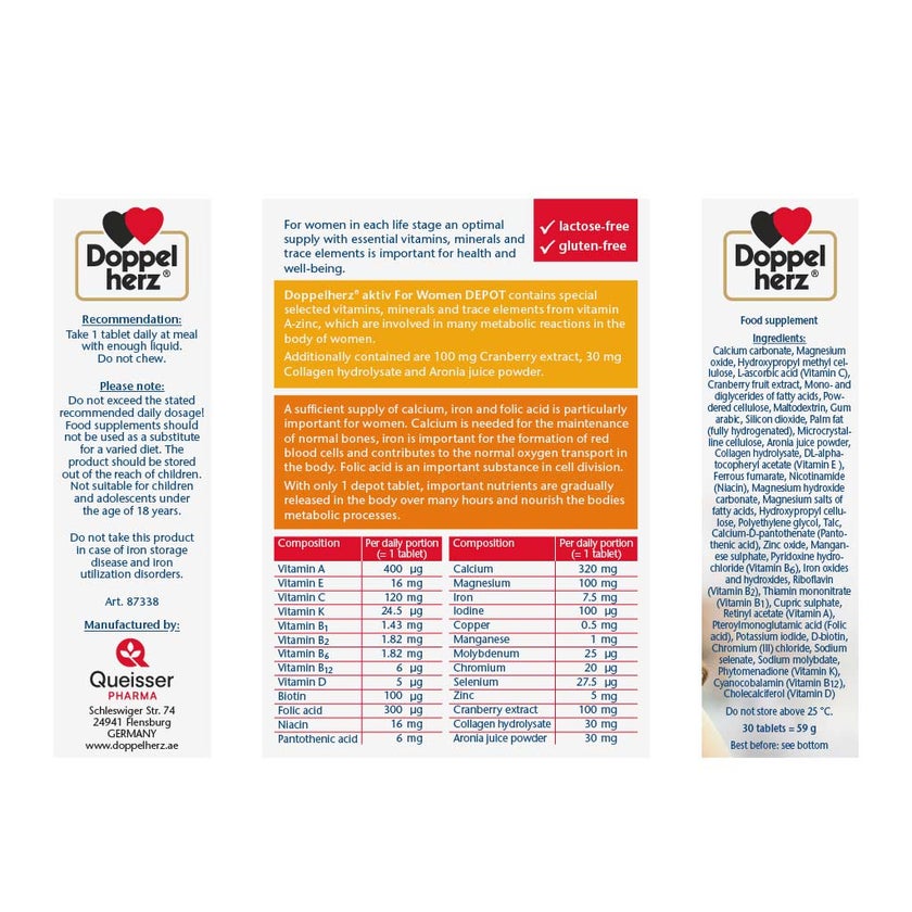 Doppelherz aktiv Women's Multivitamins & Minerals Depot Supplement Tablets, Pack of 30's